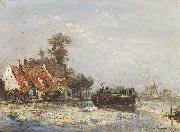 Johan Barthold Jongkind River near Rotterdam oil painting